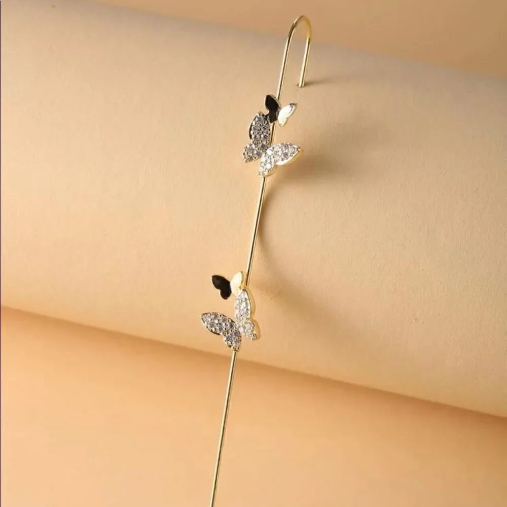 1 Piece Rhinestone Butterfly Ear Decoration